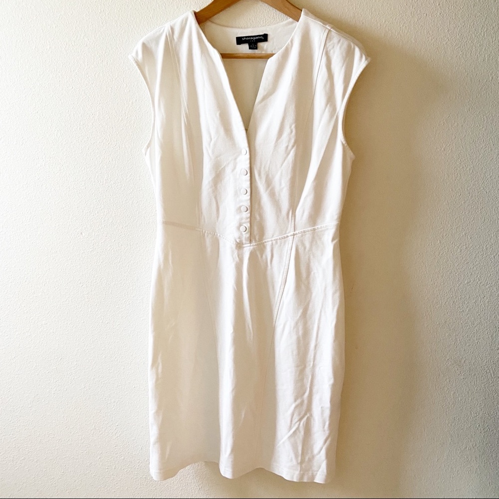 Sharagano white sleeveless dress